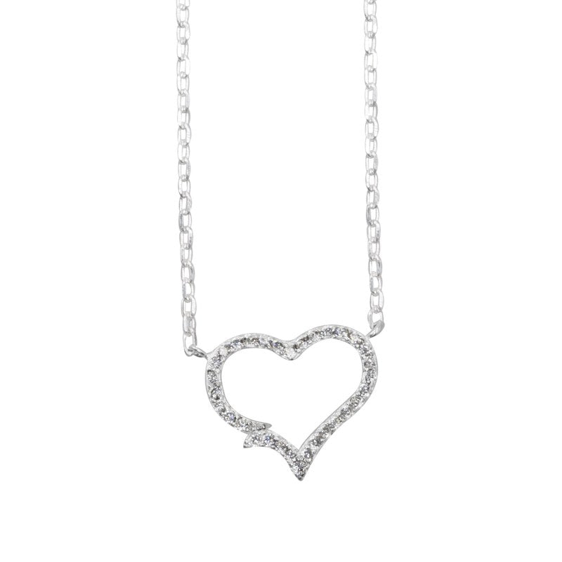 Collar Corazón Con Micro Circones 42cms Mas 3cms Extensión Plata 925 - PO0512