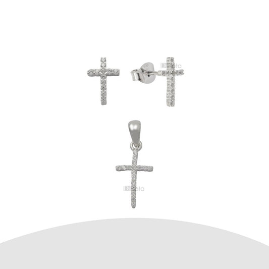 Set Cruz Con Micro Circones Plata 925