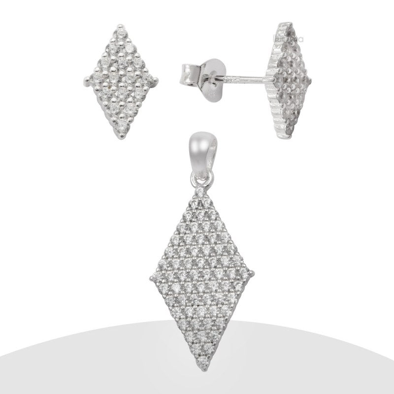 Set Rombo Con Micro Circones Plata 925