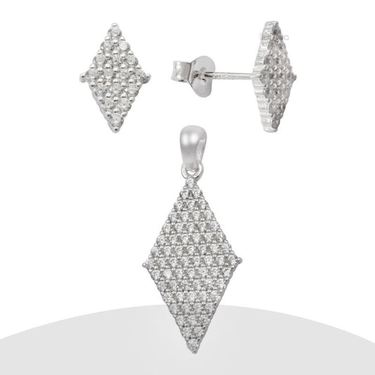 Set Rombo Con Micro Circones Plata 925