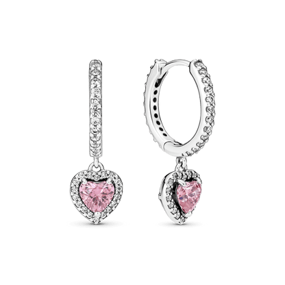 Pendientes de botón con forma de corazón colgante rosa