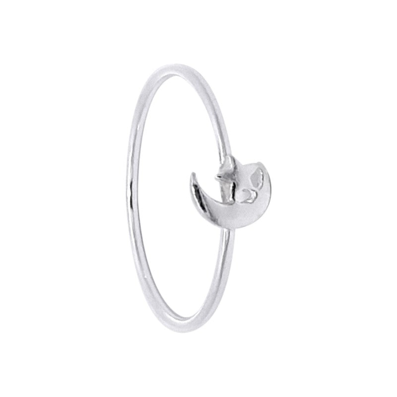 Anillo Media Luna  Y Estrella Plata 925 - PA1841