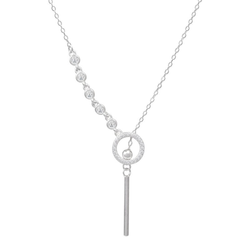 Collar Circulo Micro Circones Mas Colgante 42+3cms Extensión Plata 925 - PO0580
