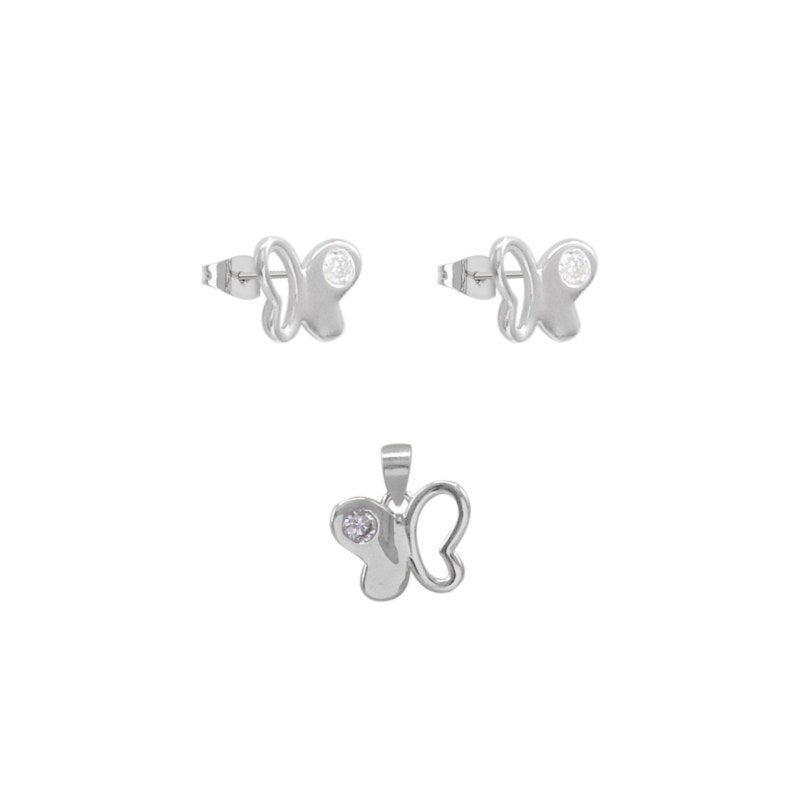 Conjunto Mariposa Con Circón Plata 925