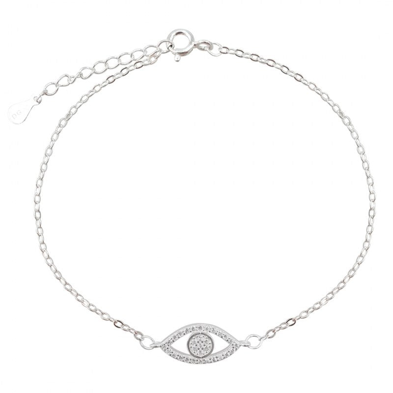 Pulsera ojo con micro circones 18cms mas extensión plata 925 - PU1000
