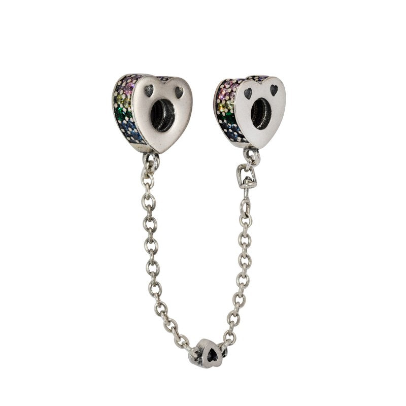 Charm Cadena De Seguridad Corazones De Plata 925 - PP0835