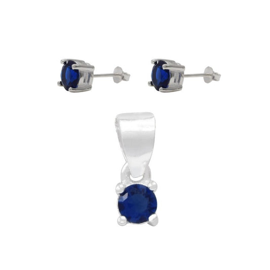 Set Circón Diseño Redondo 4 Mm Varios Colores Plata 925