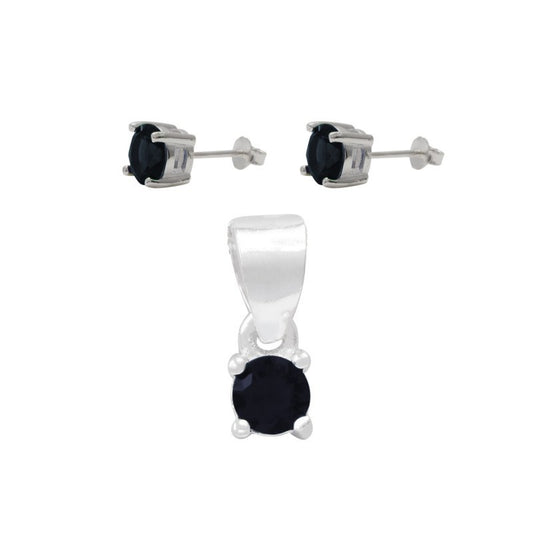 Set Circón Diseño Redondo 4 Mm Varios Colores Plata 925