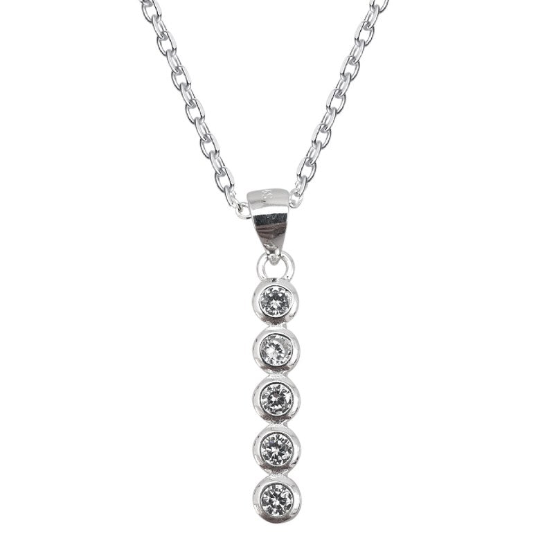 Collar Barra Cinco Circones 40cms Mas Extensión Plata 925 - PO0624