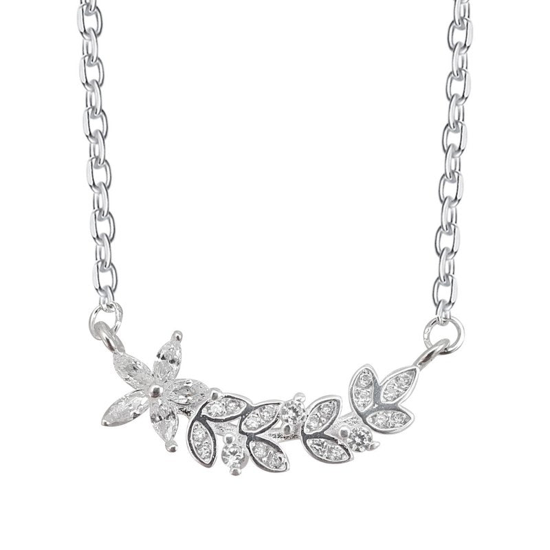 Collar rama con micro circones 40cms mas extensión plata 925 - PO0633
