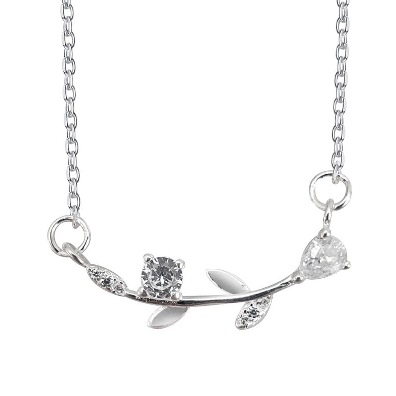 Collar rama circón y micro circones 40cms mas extensión plata 925 - PO0630