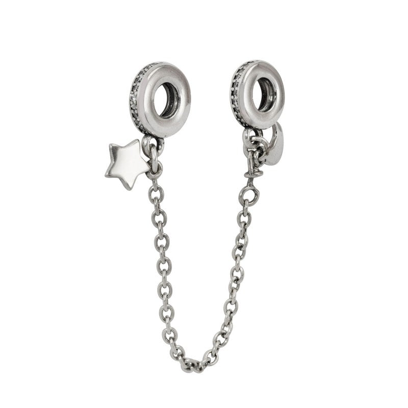 Charm Cadenas Seguridad Luna, Estrellas De Plata 925 - PP0829