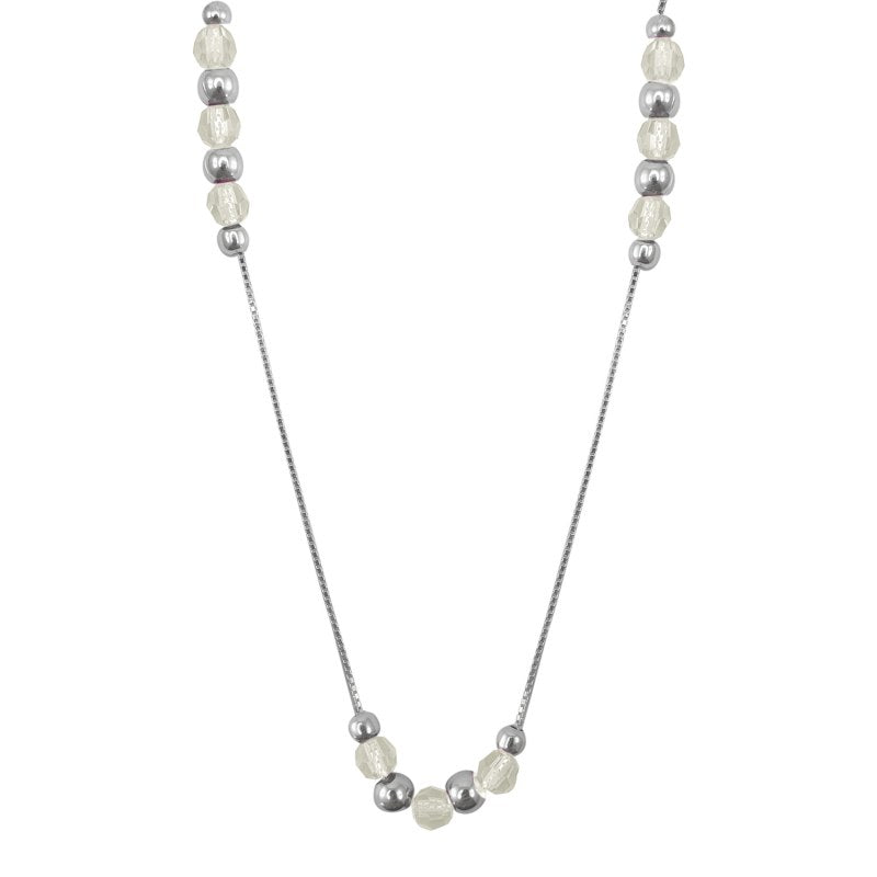 Collar Con Bolitas Y Cristales Variedad Colores Largo 45cm Plata 925 - PO0103