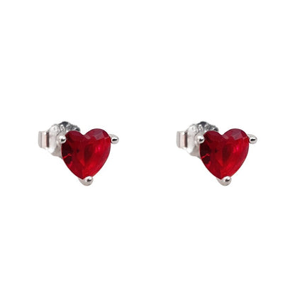 Aro canasto corazón color rojo Plata 925