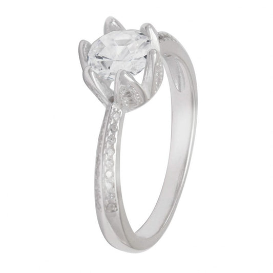 Anillo Solitario cristal de plata 925 - PA1377