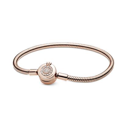 Brazalete Pandora Moments Cadena de Serpiente Corona O Resplandeciente en Recubrimiento en Oro Rosa de 14K