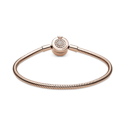 Brazalete Pandora Moments Cadena de Serpiente Corona O Resplandeciente en Recubrimiento en Oro Rosa de 14K