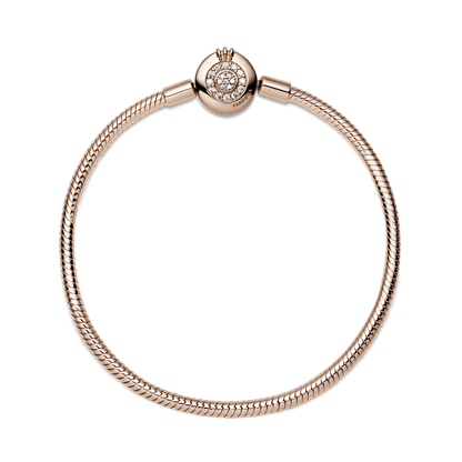 Brazalete Pandora Moments Cadena de Serpiente Corona O Resplandeciente en Recubrimiento en Oro Rosa de 14K