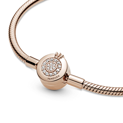 Brazalete Pandora Moments Cadena de Serpiente Corona O Resplandeciente en Recubrimiento en Oro Rosa de 14K