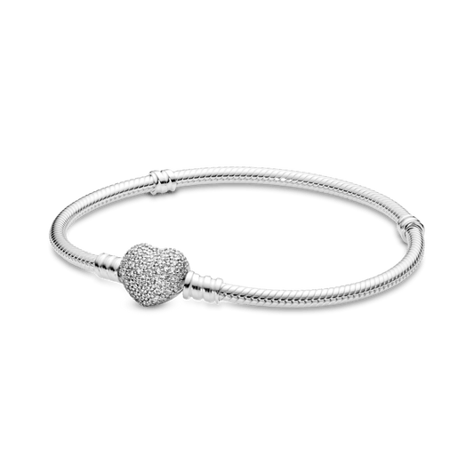 Brazalete  Moments cadena de serpiente con broche de corazón centelleante