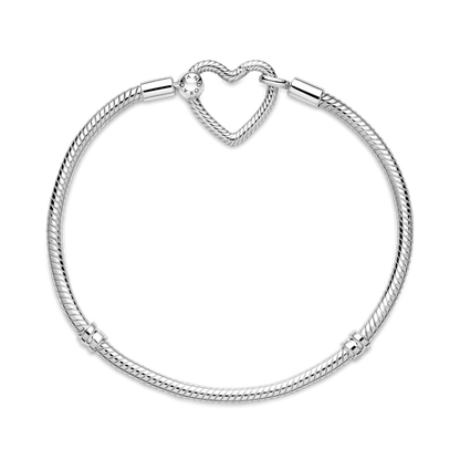 Brazalete Cadena De Serpiente Con Cierre De Corazón Pandora Moments