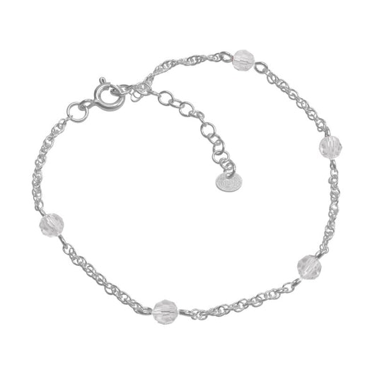 Pulsera Cordón Y Cristales 18 Cms Mas Extensión Varios Colores Plata 925 - PU0114