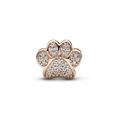 Charm Huella de patita reluciente Recubrimiento en Oro Rosa de 14k