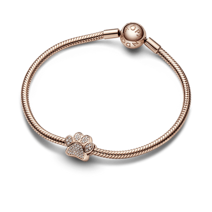 Charm Huella de patita reluciente Recubrimiento en Oro Rosa de 14k
