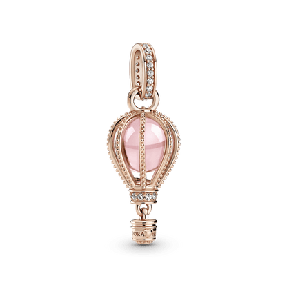 Charm Colgante Globo Aerostático Rosa Resplandeciente Recubrimiento en Oro Rosa de 14k
