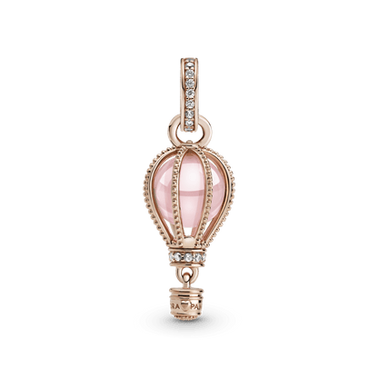 Charm Colgante Globo Aerostático Rosa Resplandeciente Recubrimiento en Oro Rosa de 14k