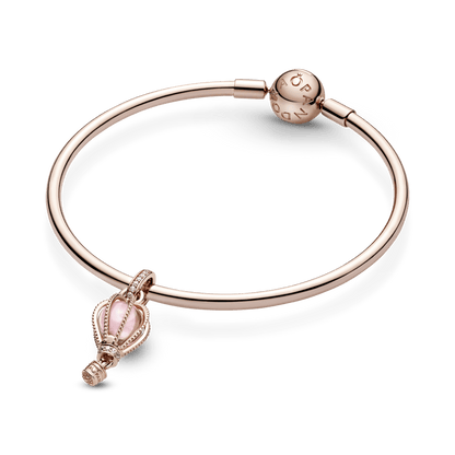 Charm Colgante Globo Aerostático Rosa Resplandeciente Recubrimiento en Oro Rosa de 14k