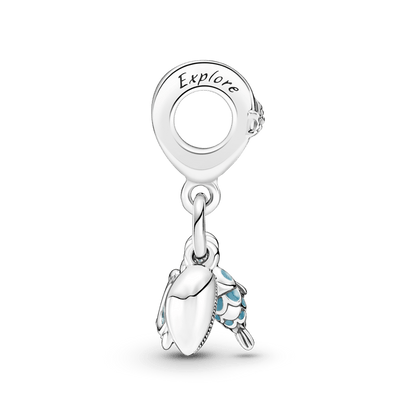 Charm colgante triple pescado, tortuga de mar y concha