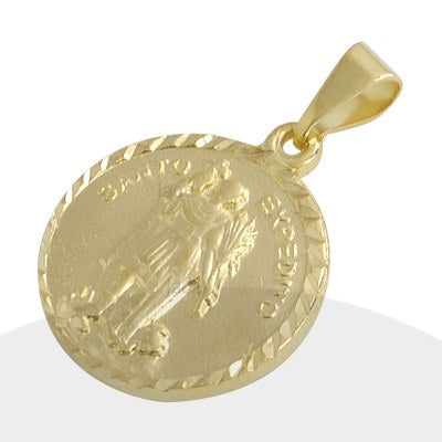 Pendiente Placa San Expedito Baño De Oro Amarillo 18k - RP0215