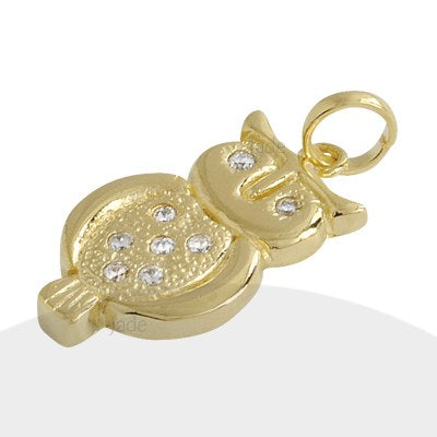 Pendiente Búho Con Circones Baño De Oro Amarillo 18k - RP0219