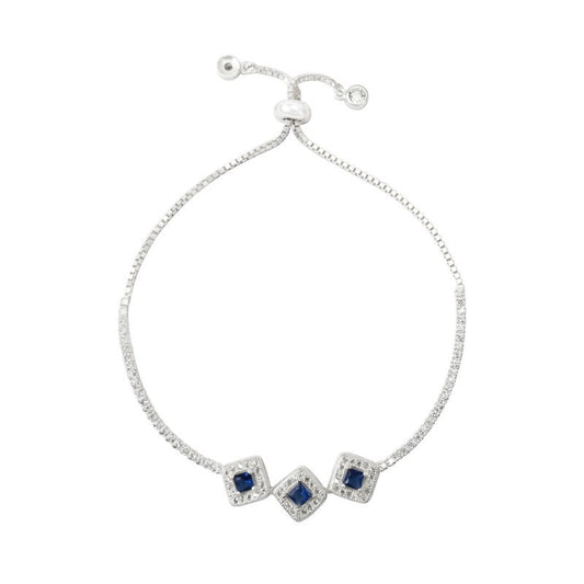 Pulsera Con Circones Cuadrados Ajustable Plata 925 - PU0806