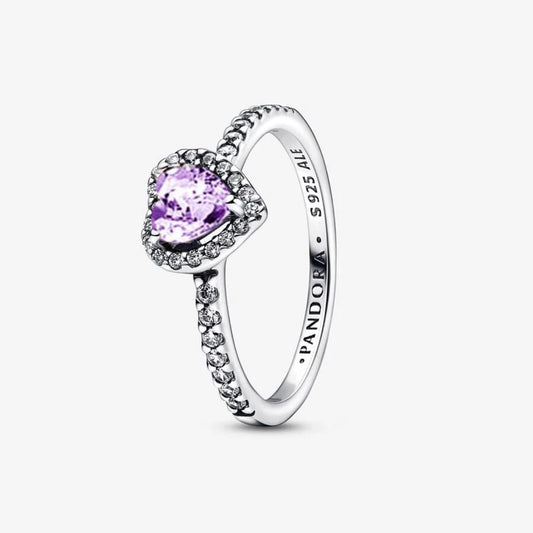 Anillo en plata ley 925 -piedra morado