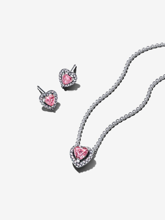 Set joyeria de plata ley 925 - corazon rosa