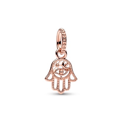 Charm colgante Mano Hamsa protectora Recubrimiento en Oro Rosa de 14k