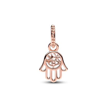 Charm colgante Mano Hamsa protectora Recubrimiento en Oro Rosa de 14k