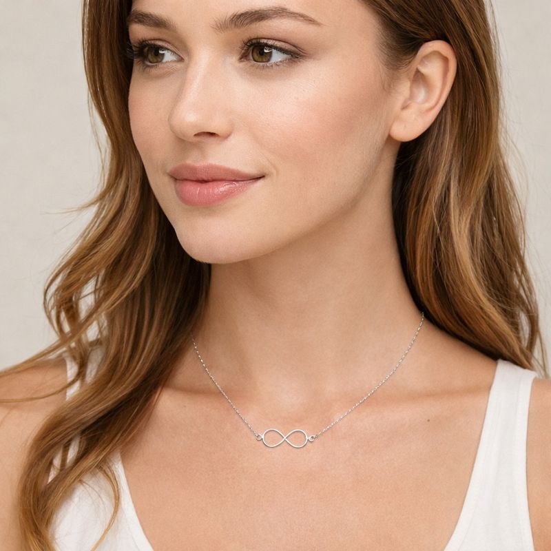 Collar símbolo del infinito de 2cm x 40 cms mas extensión plata 925