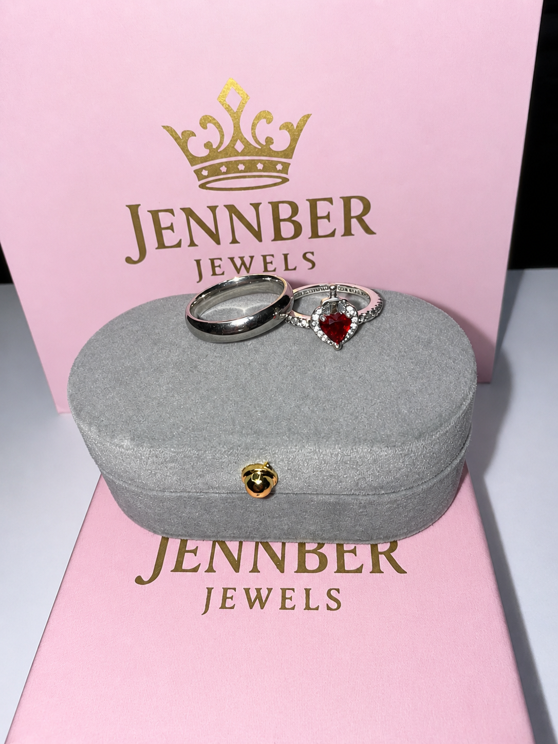 Anillo promesa  - Plata ley 925 corazon rojo espada