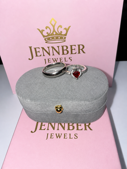 Anillo promesa  - Plata ley 925 corazon rojo espada