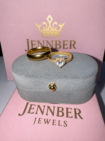 Anillo promesa  -  Enchapado en oro corazon blanco