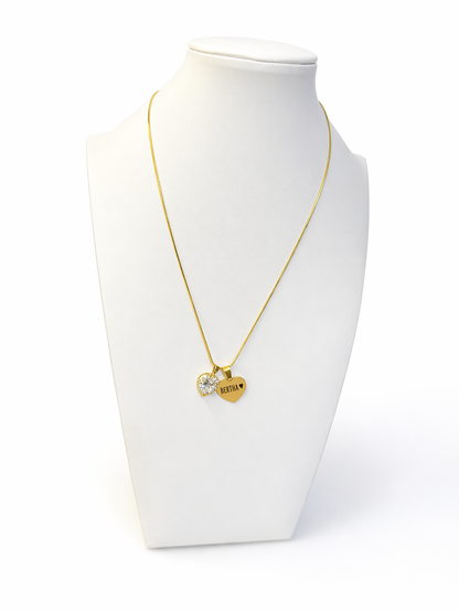 Collar dorado glam  - corazon  pequeño personalizado  Gold