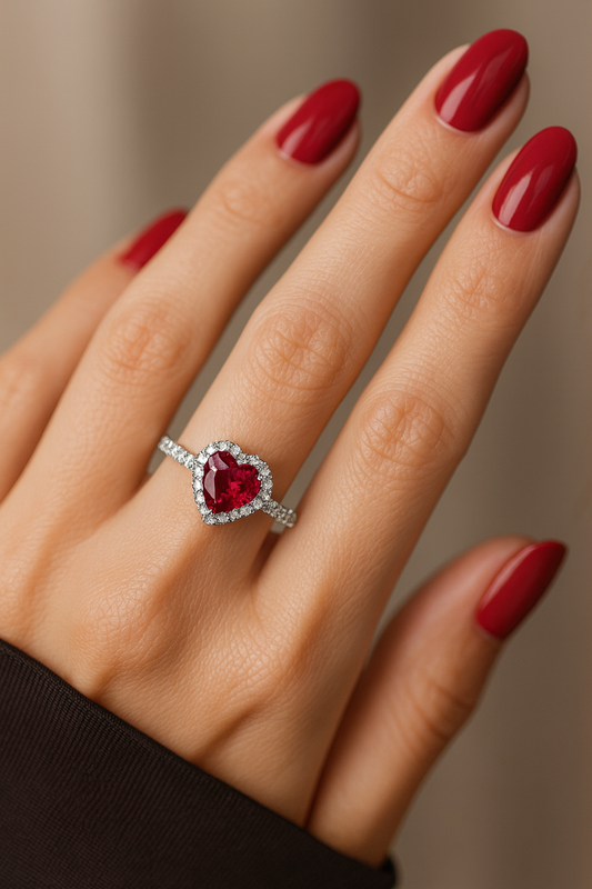 ANILLO CORAZON ROJO - Acero inoxidable