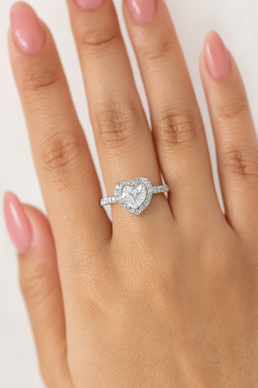 Anillo corazon blanca - Acero inoxidable