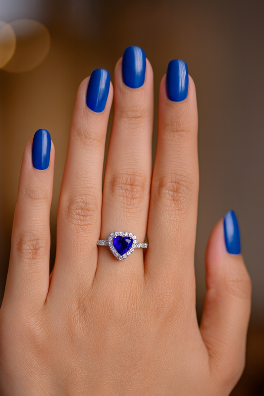 Anillo corazon azul - Acero inoxidable