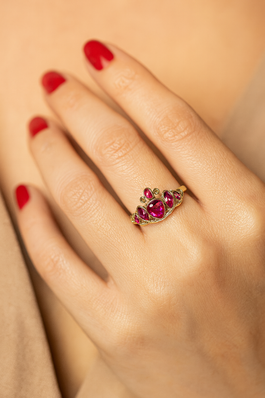 Anillo princesa fucsia  - Acero inoxidable