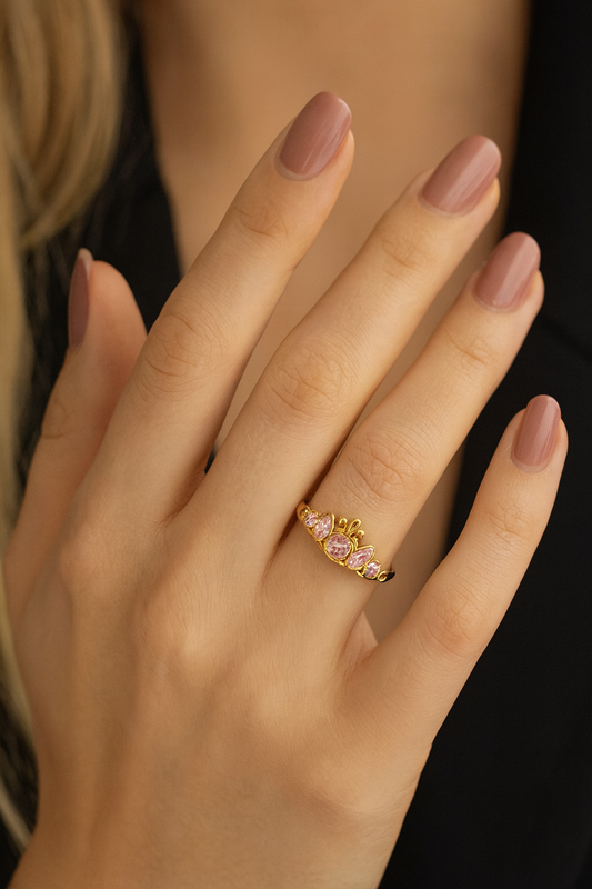 Anillo princesa rosa  - Acero inoxidable