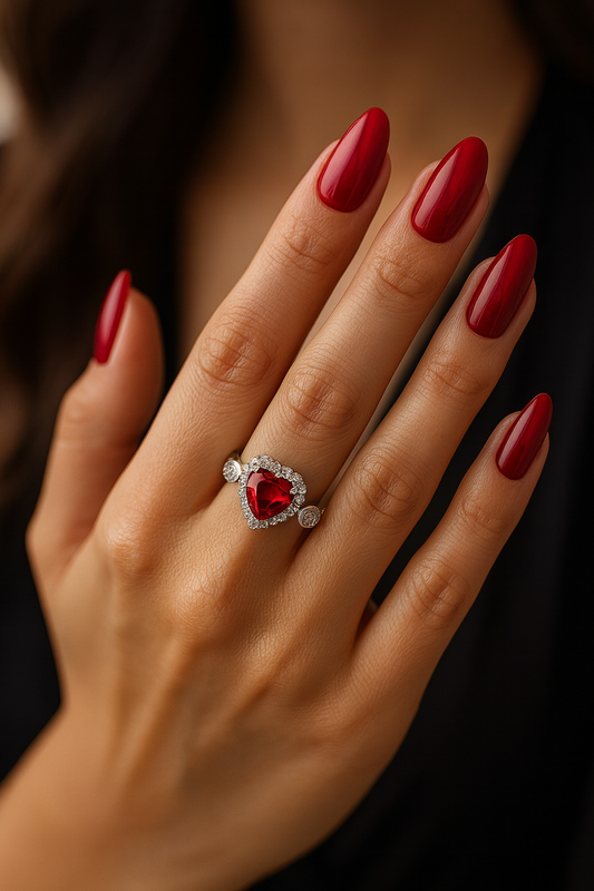 Anillo aurora rojo   - Acero inoxidable